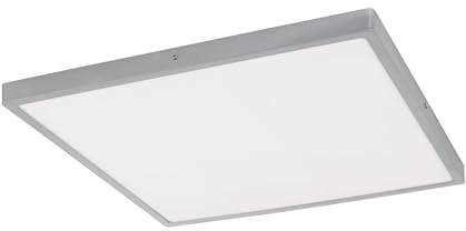 EGLO LED Deckenleuchte Fueva 1, 1 flammige Deckenlampe, Material: Aluminium | Kunststoff, Farbe: Silber, weiß, L: 50x50 cm, warmweiß
