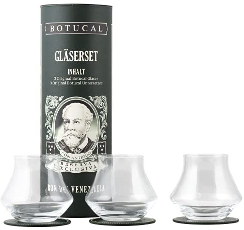 Botucal-Botucal - Juego de tarros de hojalata - Botucal - 3 posavasos de fieltro y 3 vasos de ron