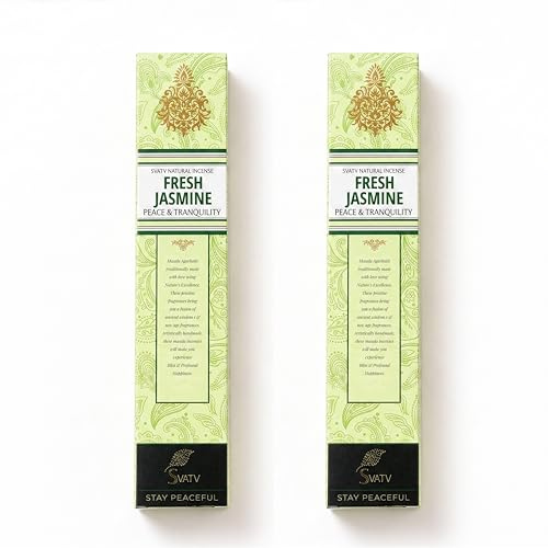  SVATV Bastoncino di incenso al gelsomino metodo antico con confezione da 2 incensi per meditazione, yoga, spiritualit?, aromaterapia, purificazione energetica - 15 g x 2 incensi | 30 g
