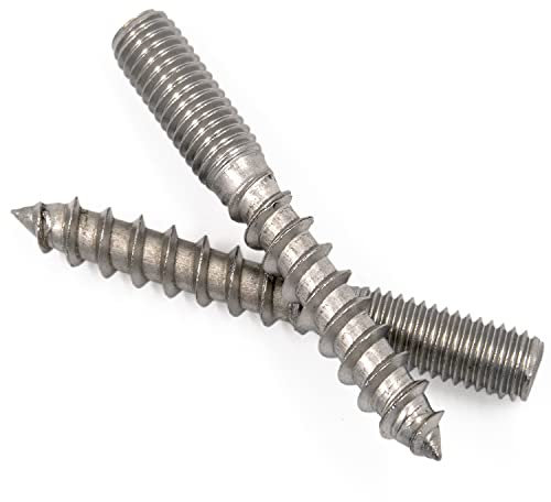 PROTECH 10 Stück Stockschrauben 12x100 Edelstahl A2 rostfreier V2A Holzgewinde Doppelgewindeschrauben Doppelgewinde für Holz