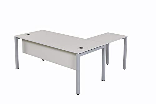 furni24 Schreibtisch Tetra 160 cm grau Winkelschreibtisch Homeoffice Seminartisch Anbautisch rechts o. Links montierbar