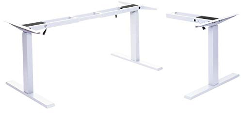 Mendler Gestell HWC-D40, Variables Tischgestell für Eck-Schreibtisch, elektrisch höhenverstellbar Memory 45kg - weiß