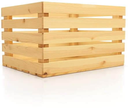 WOOD Holzkiste Groß - unbehandelt Naturholz Kiste im Vintage Stil - 50x40x30cm - 1 Stück - Stapelbare Obstkisten für Aufbewahrung & Dekoration - Regalkisten für Wohnzimmer, Garten