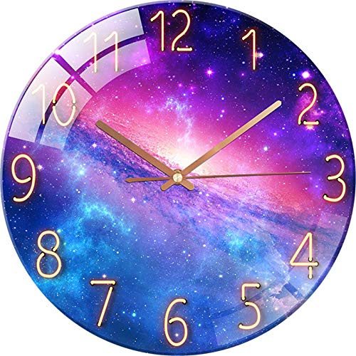 Wandnuhr mit Geräuscharmes,12 Zoll 30cm Wand Uhr,Wanduhr Lautlos, Galaxie Sternenhimmel Wall Clock Home Decor für Wohnzimmer Kinderzimmer (Stil G)