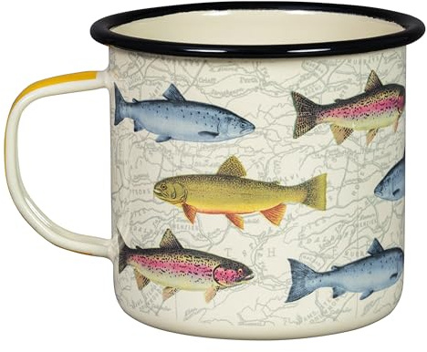 Gentlemen's Hardware Enamel Camping Mug Impact-Resistant Coffee Mug, 500ml, Fish, 17-Ounce