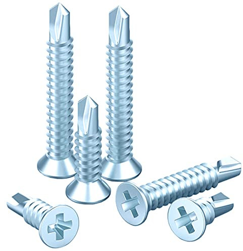 Self Tapping Screws 4.2x25 mm Self Drilling Screws for Metal Sheets Roofing Windows Countersunk Screws Drill Flat Head Zinc Screws 50Pcs