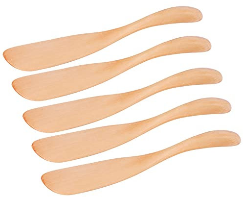 Cyrank 5 Coltelli per burro in legno, spalmatori per burro a lama larga Coltelli per spargi burro in legno Set spalmatori per cena da cucina per formaggio da dessert