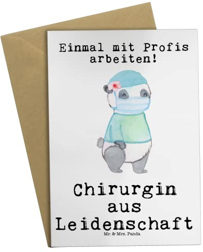 Mr. & Mrs. Panda Klappkarte Chirurgin Leidenschaft - Geschenk, Ärztin, weihnachtskarten, Grußkarte, Krankenhaus, einladungskarten, Lustig, osterkarten, Witzig, glückwunschkarten, hochzeitskarten