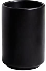 RabyLeo Japanese Simple Black and White Style, handleless Ceramic Mug, Tea Cup, Toothbrush Holder, Coffee Cups (Black)
