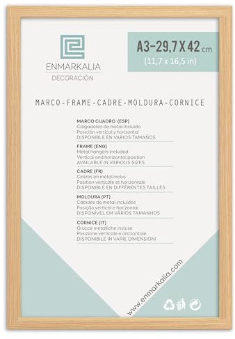 Enmarkalia Marco A3 (29,7 x 42 cm) - color Madera (moldura de 30x15 mm) X1 Ud.
