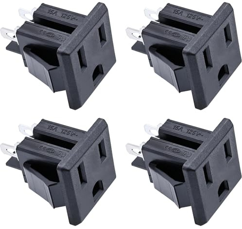 mznowsea 4Pcs US Power Socket Plug Panel 15A 125V AC 3 Pins Panel Mount Outlet Industrial Plug Female Connectors Adapter