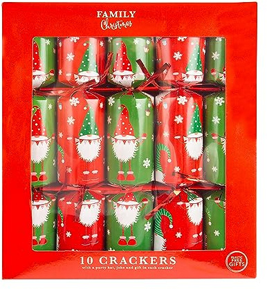 OnlineStreet - Christmas Party Crackers for Loved Ones - Family Crackers with Novelty Gifts | Pack of 10 Christmas Crackers in Assorted Colors & Designs, Xmas Gift (A Gonks Christmas)
