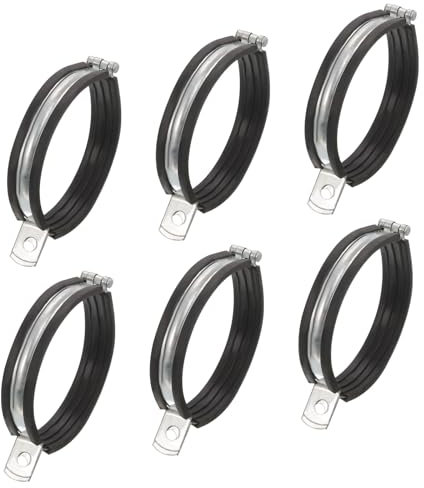 sourcing map 6Pcs Split Ring Hanger Pipe Strap Fit for 4.3(110mm) Pipe Rubber Cushion Pipe Support Bracket Pipe Clamps for Pipe Tube
