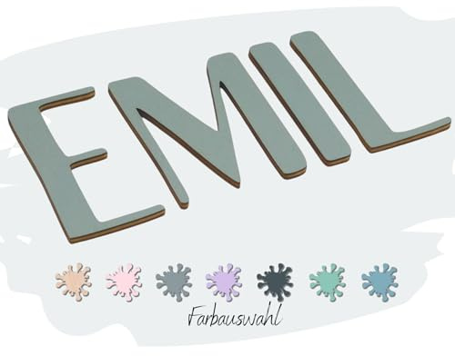 8 cm Holzbuchstaben personalisiert – Namensbuchstaben für Kinderzimmer & Tür | Kinderzimmerdeko Jungen & Mädchen | Geschenk zur Geburt, Taufe oder Geburtstag | inkl. Klebepads (SILBERGRAU)