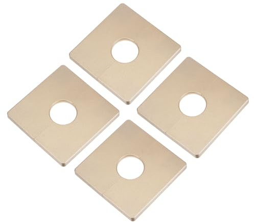 QUARKZMAN 4 Stück Wand-Split-Flansch, ABS Quadratische Selbstklebende Rosettenplatte mit 28mm/1,1 Zoll Durchmesser Loch, Wasserrohrabdeckung für Wasserhahn-Dekoration, Gold