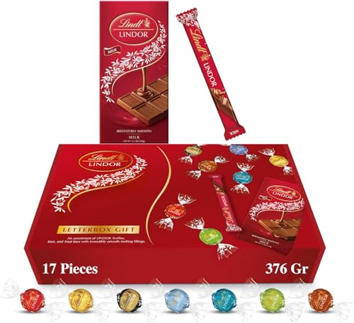 Lindt Lindor Letterbox Chocolates Gift Box - 376g (17-Piece Set)