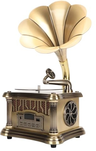 Gramophone Vintage avec BT, Son Stéréo HiFi, Tourne-Disque Rétro, Phonographe Rétro, Lecteur de Disque de Charge Vintage de Type C pour la Maison, Mode USB et AUX