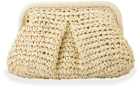 LHHMZ Stroh Clutch Geldbörse für Damen Strohknödel Clutch Gewebter Strohsack Sommer Strandtasche Stroh Schulter Handtasche