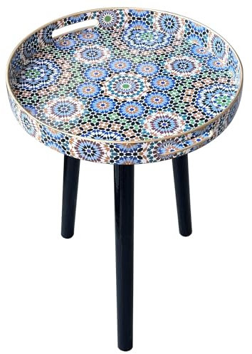 Simmer Stone Runde Beistelltische für den Innenbereich mit 3 abnehmbaren Holzbeinen, vielseitiger Indoor-Tischplatte, perfekt für den runden Couchtisch im Innenbereich, Tee und Entspannung von 45 cm