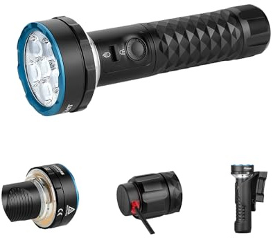 OLIGHT Prowess LED Taschenlampe mit Bidirektionalem Licht, 5000 Lumen Kaltweiß-Lampe,245m Reichweite Wiederaufladbare Leuchte mit Holster und USB-C für Outdoor und Camping, IPX7 | USB-C aufladbar, Holster, IPX7 Wasserdicht, Kaltweiß, Outdoor, Camping, Stimmungslicht