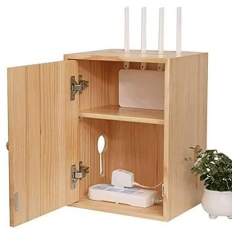 Router-Organizer-Box, WiFi-Router, Desktop-Aufbewahrungsbox, Set-Top-Box-Rack, Massivholz, große Steckdosen-Aufbewahrungsbox, Draht-Aufbewahrungsbox für Büro und Zuhause