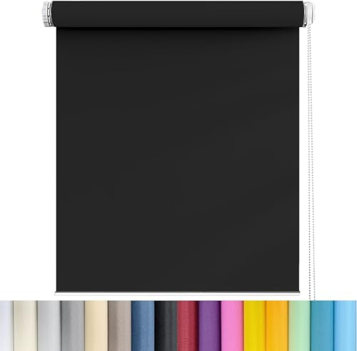 Estor negro para luz diurna y nocturna, 35 x 120 cm, aislante, protección UV, seguro para niños, fácil ajuste, sin agujeros, para ventanas y puertas