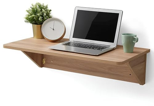 Klapptisch, Wandklapptisch, Bürotisch, Klappwandtisch, Wäscheklapptisch, in verschiedenen Größen erhältlich, aus Massivholz, mit einem klick zusammenklappbar (Holzfarbe, 40 x 100 cm)