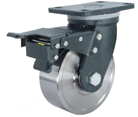 XUHONGYA 5-Zoll-Räder, Schwerlastrollen (4400 Lb. Tragfähigkeit), Ganzstahl-Lenkrollen Mit Bremsen, Feststellbare Rollen for Werkbänke, Wagen Und Fahrzeuge(8inch)