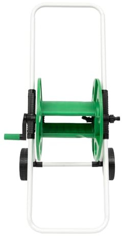 Chariot dévidoir de tuyau avec tuyau et roues - Peut contenir jusqu'à 50 m de tuyau - Robuste et durable - Convient pour le jardin, la pelouse, la ferme (vert)