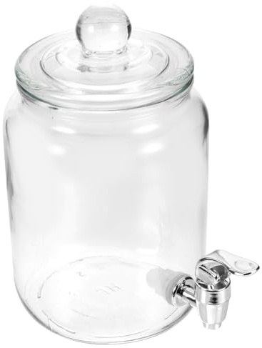 Cabilock Distributore Di Bevande in Vetro Con Rubinetto, Barattolo Per Infusione a Freddo, Serbatoio Per Vino Sigillato 4 Litri, Contenitore Per Vino e Succhi, Uso Domestico