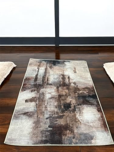 RUG Studios Teppich WEBTEPPICH MODERN - RUTSCHFEST | Farbe: Beige-Braun | Größe: 115 x 165 cm | Uni | gemustert | Vintagedesign | glamourös | Klassisch | Landhaus | Vintage | Modern | elegant | Wohnzi