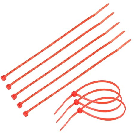 TERF® 10 Pcs Red Cable Ties 580mm (22.83'') X 13mm Heavy Duty Nylon Zip Ties Wraps Secure Self Locking Mechanism Plastic Tie for Home Office Garden Garage Workshop