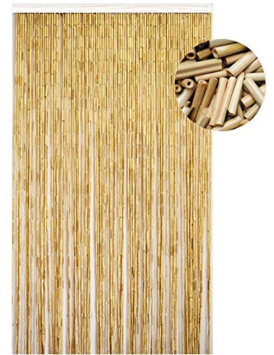 Türvorhang mit Bambusperlen, 98 Stränge, Holzperlenvorhang für Tür, elegante Heimdekoration, 140 x 220 cm, stilvoller Bambusvorhang für Privatsphäre und Dekoration