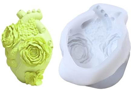 Stampo per Candele | Per Sapone e Cera - Stampi Cuore Umano e Fiori per Resina Epossidica, Decorazioni in Gesso, Accessori per Cioccolato e Decorazioni per Tavoli