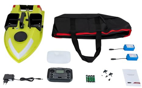 CzyuRachel GPS-Fischköderboot mit Fernsteuerung 2kg, Futterboot mit 7-Farbig Einstellbares LED-Nachtlicht, Verbindungsverlust und Automatische Rückkehr bei Niedrigem Batteriestand, 2x5200mAh