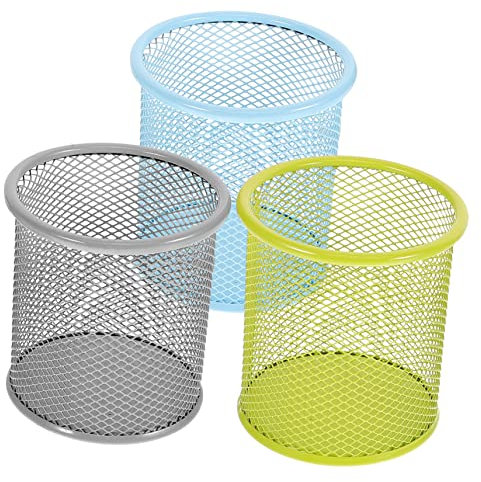 Artibetter 3stücke Teiliges Schreibtisch-organizer Aus Metall Mesh Pen Cup Stiftehalter Für Büro Und Zuhause Vielseitiger Robuster Stationery Organizer Farblich Sortiert in Silber Blau Gelb f