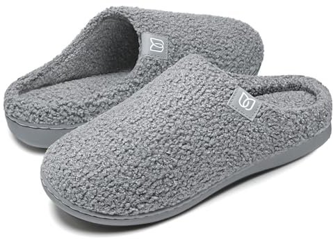 WateLves Zapatillas Casa Mujer con Espuma Viscoelástica Zapatillas de Casa Mujer Cálidas y Suaves Pantuflas de Felpa Zapatos Antideslizantes y Cómodas Para Interior (Gris, 38/39 EU)