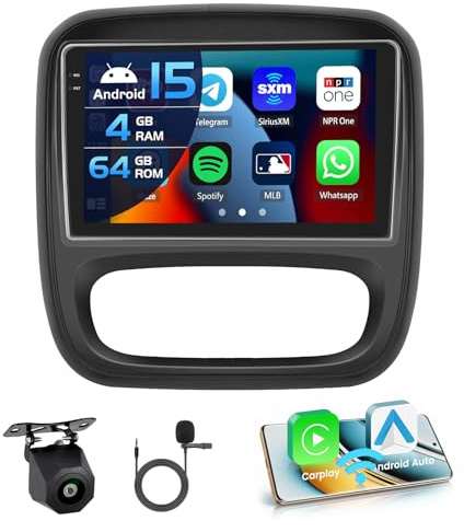 Inefala 4+64G 9'' Android 15 Autoradio per Renault Trafic 3 /Opel Vivaro B