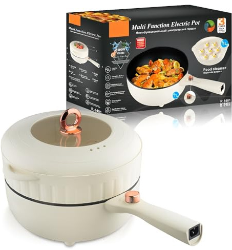 Wok Eléctrico Multifuncional: 5 En 1: Saltea, Cocina, Hierve Y Cocina Al Vapor. Antiadherente, Uso Doméstico, Fácil De Limpiar.