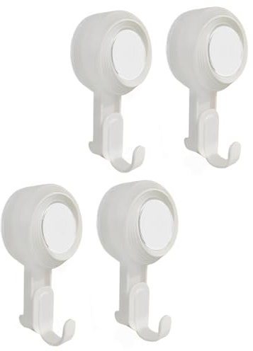 Heavy Duty Vacuum Suction Cups Hooks 4 Pack, Shower Hooks, Load Capacity of 11 Pound, No Drill Damage-Free Removable Reusable Wall Hooks for Tile, Glass, Window, Kitchen, Bathroom, Wreath (4, White)