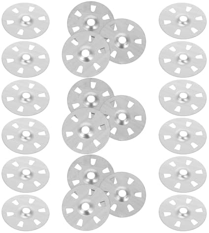 BUGUUYO 500 Arandelas Metálicas Planas de 1-1/8 Pulgadas para Fijación de Placas de Espuma Discos de Aislamiento de Seis Orificios para Paneles de Yeso y Láminas Sujetadores para