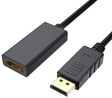 Cableader DP a HDMI Cavo adattatore per presa DISPLAYPORT a HDMI HDTV, placcato oro, adattatore/convertitore con audio (nero)