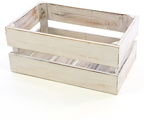 Divero Vintage Aufbewahrungsbox aus Holz in Weiß - Multifunktionale Stapelbox im Shabby-Chic Look, Größe M (47x29,5x20cm)