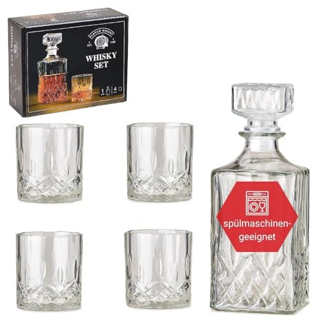 WOMA - Bicchieri da whisky con caraffa, set da 5 e 7 pezzi, 1 Karaffe + 4 Whisky Gläser