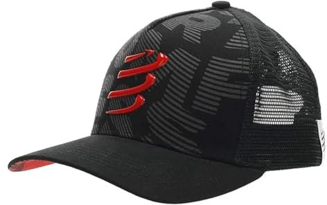 Compressport Trucker cap-Protezione Solare-Cappello con Rete-Visiera Ampia e Curva-Regolabile-Prima o Dopo l'allenamento-Taglia Unica, Rosso/Bianco, Unisex-Adulto