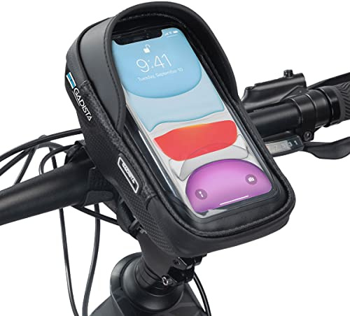 GADISTA® France, Sacoche Velo, Sacoche Guidon Velo étanche pour Smartphone sous 6,5 Pouces. Support Telephone Velo Universel avec écran Tactile et Espace de Rangement. Cadeau Homme Femme noêl | Écran tactile, rangement intégré 1 L et fixation universelle, compatible smartphones avec coque fine
