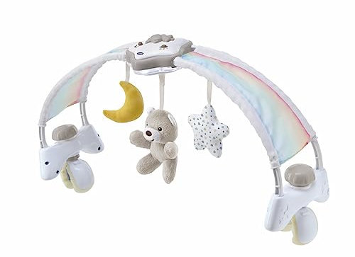 Chicco Rainbow Sky Arco Lettino Neonato 2in1 Evolutivo Compatibile Next2Me, Pannello Culla con Arco Arcobaleno e Luce Notturna Bambini con Musica Rilassante e Morbidi Ciondoli - Giochi Neonati 0+ Mesi