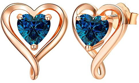 LAVUMO Herz Ohrringe Silber 925/Messing Rosegold Gold Damen Ohrstecker | Geschenke für Frauen Freundin Mama Beste Freundin Mutter Oma zum Geburtstag Valentinstag Weihnachten Schmuck Damen