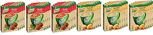 Knorr Cup a Soup Tomatencreme mit Knusper-Croutons Instant Suppe (12 x 3 Tassen) & Cup a Soup Kartoffelcreme (mit Knusper-Croutons Instant Suppe 3 Tassen) 12er Pack