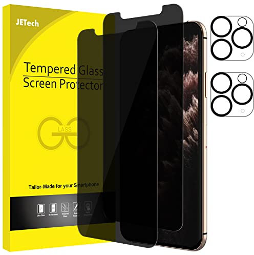 JETech Privacy Screen Protector for iPhone 11 Pro Max 6.5-Inch with Camera Lens Protector, Anti Spy Tempered Glass Film, 2-Pack Each